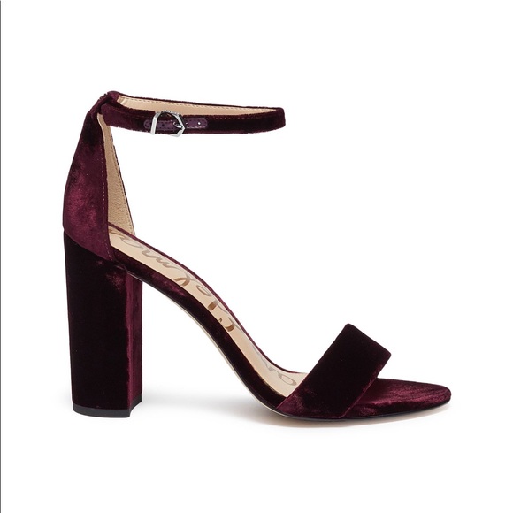 wine velvet heels